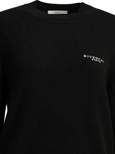 Givenchy Wool Blend Sweater With Embroidered Logo In Black