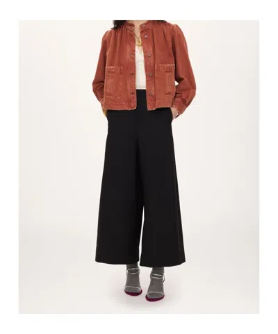 Chloé Logo Denim Jacket With Patch Pockets In Red