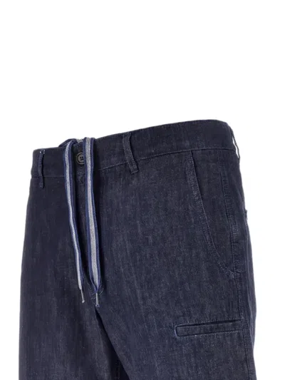 Aspesi Drawstring Denim Shorts In Blue