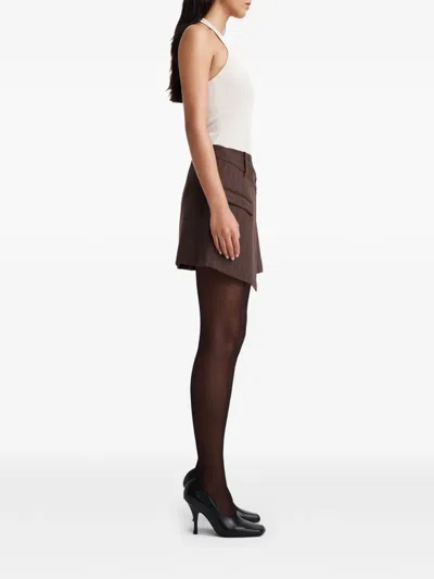 Anna Quan 코라 초크 스트라이프 랩 스타일 미니 스커트 In Brown