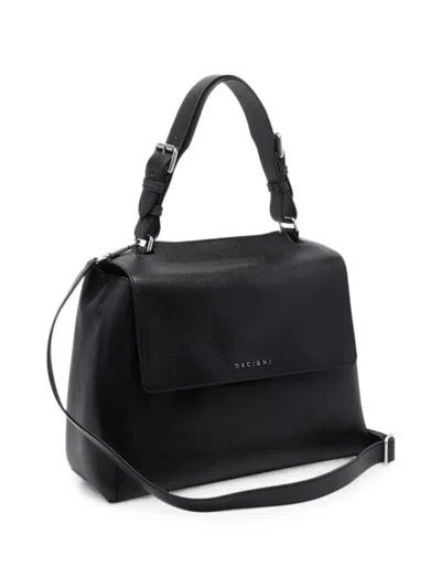 Orciani Sveva Leather Medium Handbag In Black