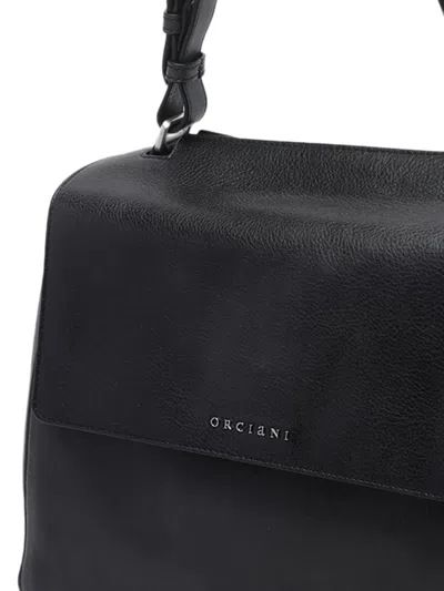 Orciani Sveva Leather Medium Handbag In Black