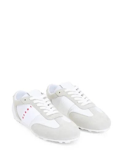 Marni Lily White Light Grey Leather Sneakers In White