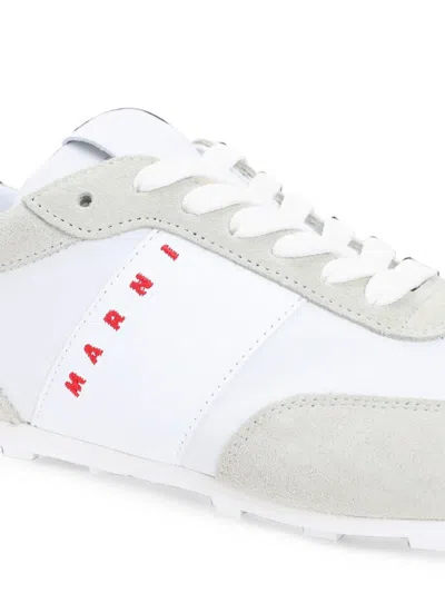 Marni Lily White Light Grey Leather Sneakers In White