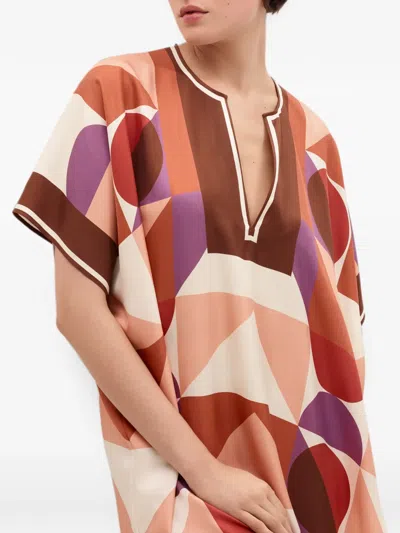 Eres Berry Printed Silk Twill Kaftan In Multi