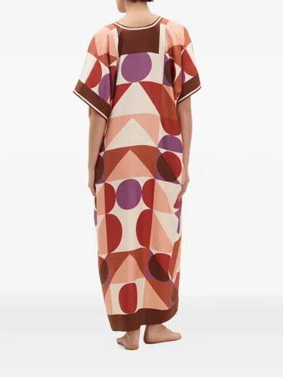 Eres Berry Printed Silk Twill Kaftan In Multi