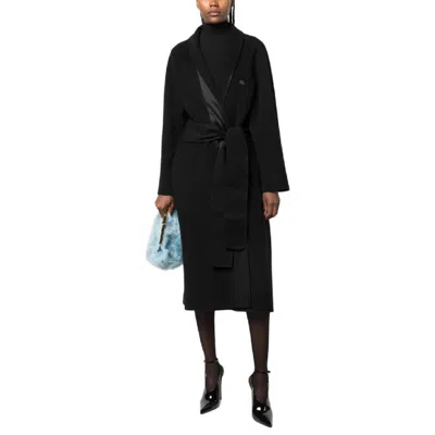 Ferragamo Belted Wrap Wool Coat In Multi