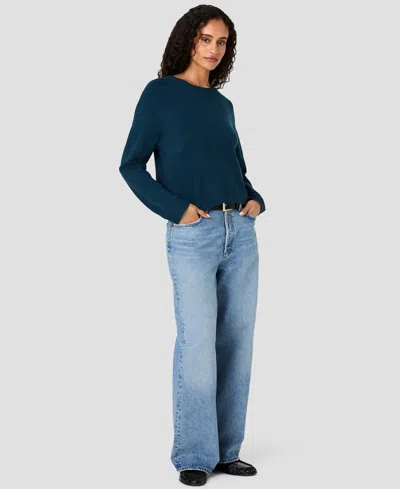French Connection Babysoft Oversized Crew Neck Pullover In Blue