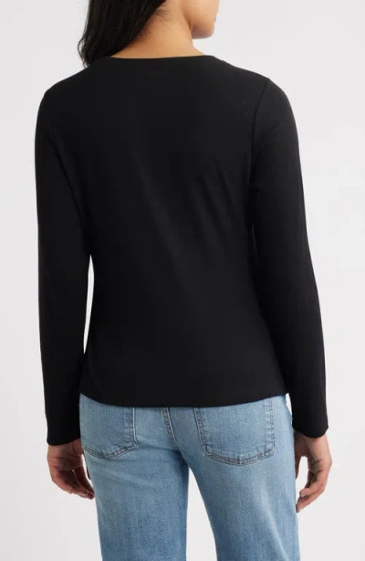 Wit & Wisdom Twist Front T-shirt In Black