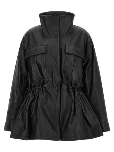 Rohe Leather Jacket With Adjustable Drawstring Waist In Black