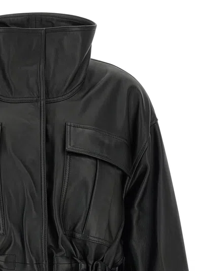 Rohe Leather Jacket With Adjustable Drawstring Waist In Black