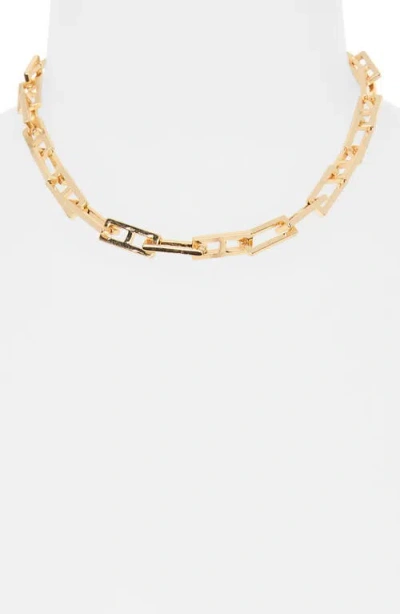 Leith Rectangle Link Necklace In Gold
