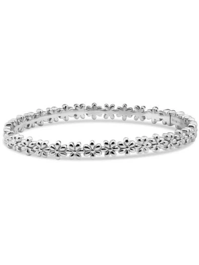 Devata Daisy Flower Eternity Bangle Bracelet In Silver