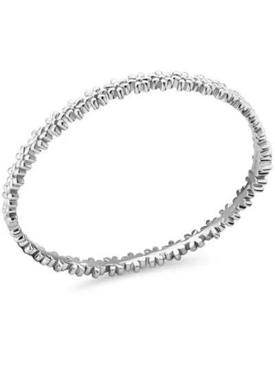 Devata Daisy Flower Eternity Bangle Bracelet In Silver