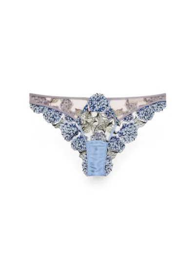 Fleur Du Mal Hydrangea Embroidered Briefs In Blue