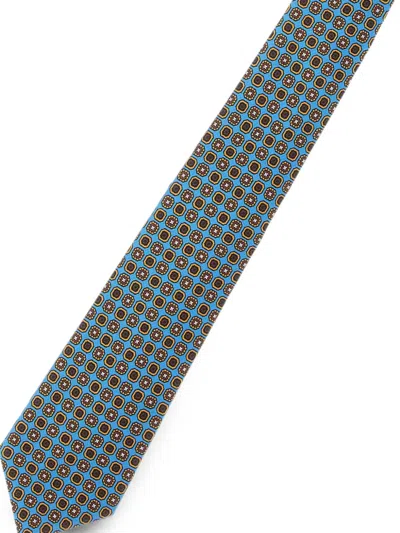Kiton Geometric-pattern Seven-fold Tie In Pink