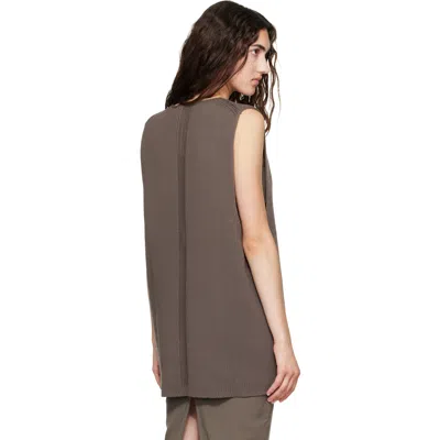 Rick Owens Gray Tower Wool Knit V Neck Vest In 78 Dark Dust