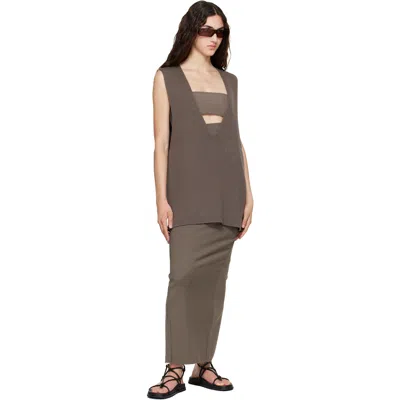 Rick Owens Gray Tower Wool Knit V Neck Vest In 78 Dark Dust