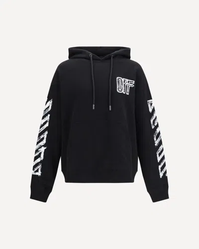 Off-white Motion Arrow Skate Black Cotton Hoodie With Distinctive Graphic Prints In Black