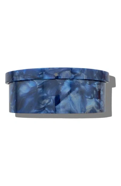 Solar Eclipse Hand-painted Caviar Trinket Box In Blue
