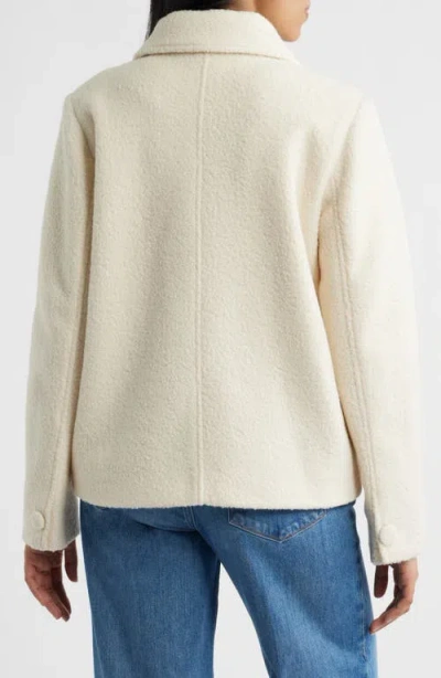 Bernardo Short Bouclé Coat In White