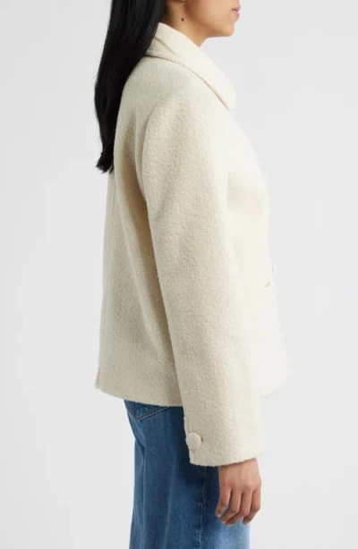 Bernardo Short Bouclé Coat In White