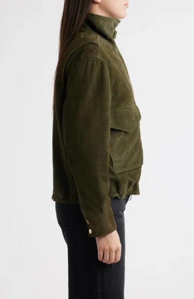 Bernardo Suede Bubble Jacket In Green