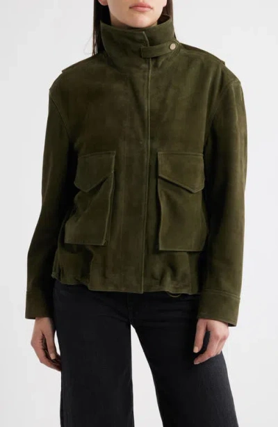 Bernardo Suede Bubble Jacket In Green