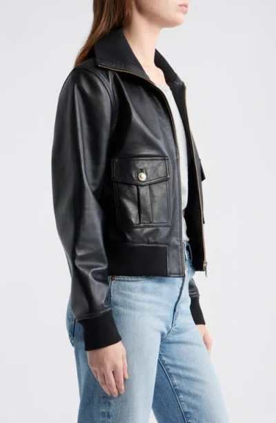 Bernardo Short Leather Jacket In Black