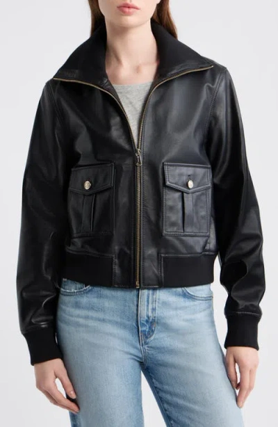 Bernardo Short Leather Jacket In Black
