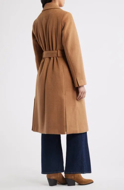 Sam Edelman Longline Wrap Coat In Brown