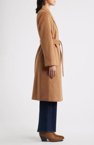 Sam Edelman Longline Wrap Coat In Brown