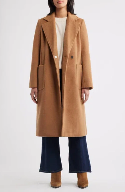 Sam Edelman Longline Wrap Coat In Brown