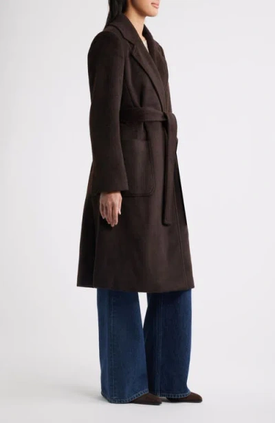 Sam Edelman Longline Wrap Coat In Brown