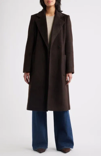 Sam Edelman Longline Wrap Coat In Brown