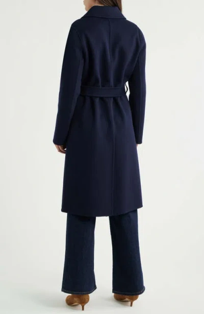 Michael Kors Wool Blend Double Face Coat In Blue