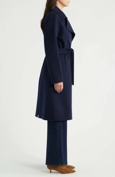 Michael Kors Wool Blend Double Face Coat In Blue
