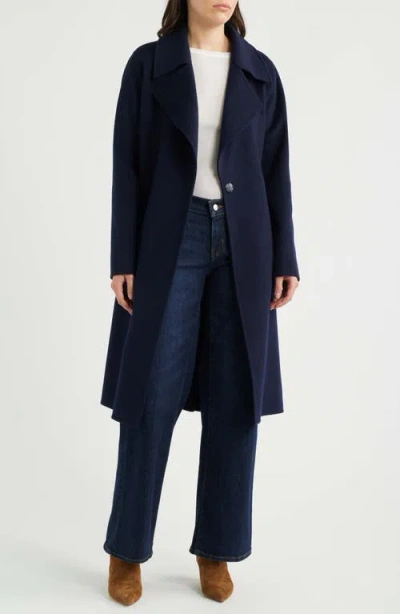 Michael Kors Wool Blend Double Face Coat In Blue