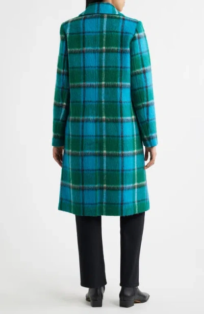 Sam Edelman Brushed Plaid Coat In Blue