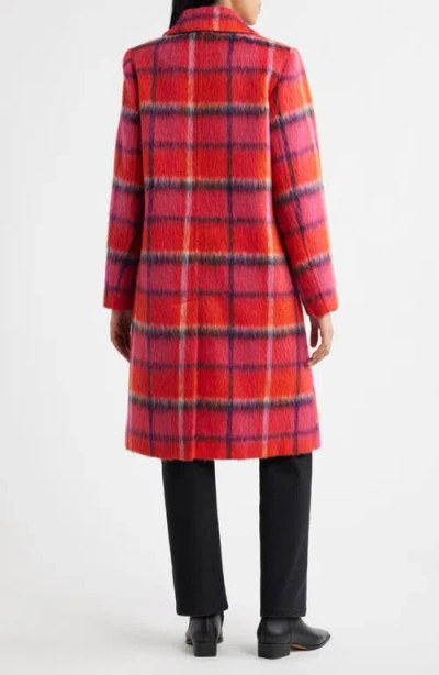 Sam Edelman Brushed Plaid Coat In Red