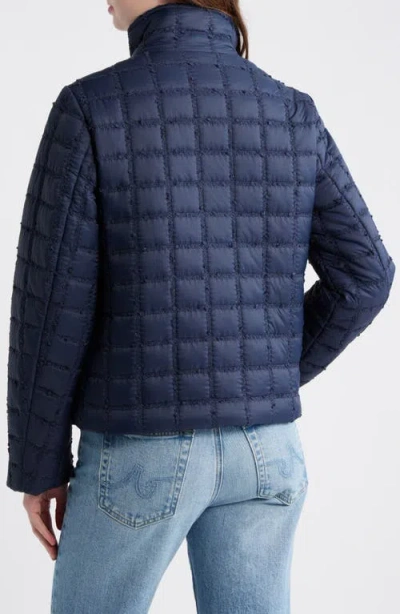 Cece Short Quilted Jacket In Blue