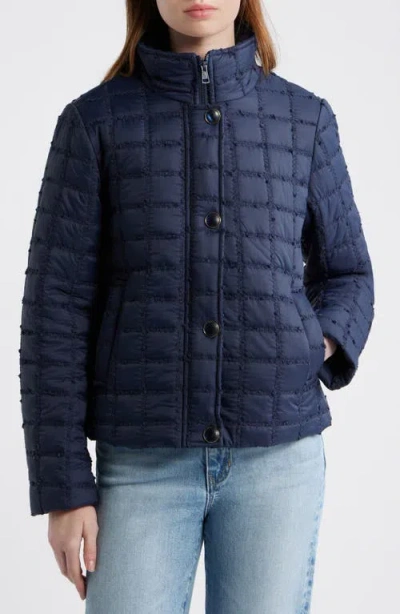 Cece Short Quilted Jacket In Blue