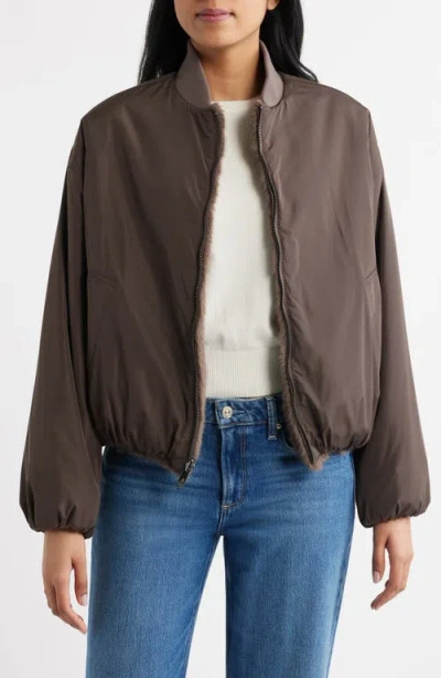 Sam Edelman Reversible Bomber Jacket In Brown