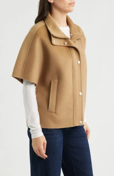 Michael Kors Double Face Wool Cape In Brown