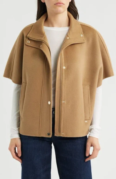 Michael Kors Double Face Wool Cape In Brown