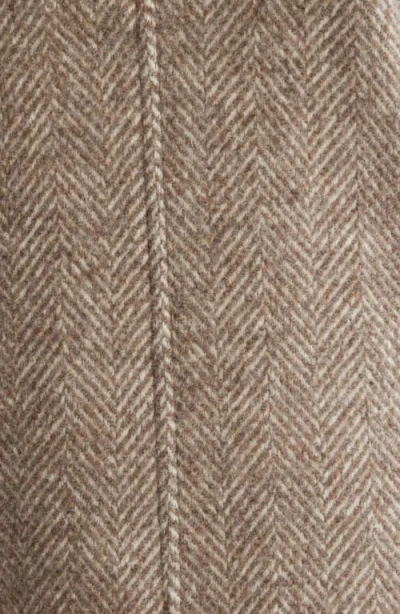 Bcbg Double Breasted Wool Blend Herringbone Coat In Brown