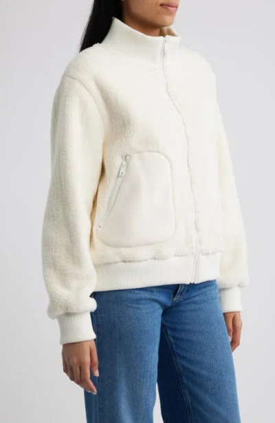 Bernardo Fleece Bomber Jacket In White