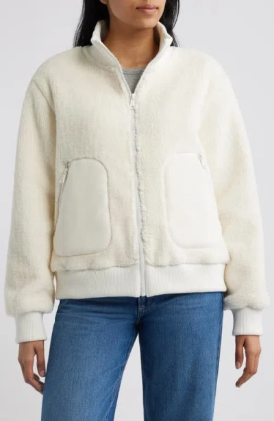 Bernardo Fleece Bomber Jacket In White