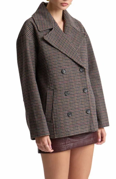 Avec Les Filles Houndstooth Peacoat In Multi