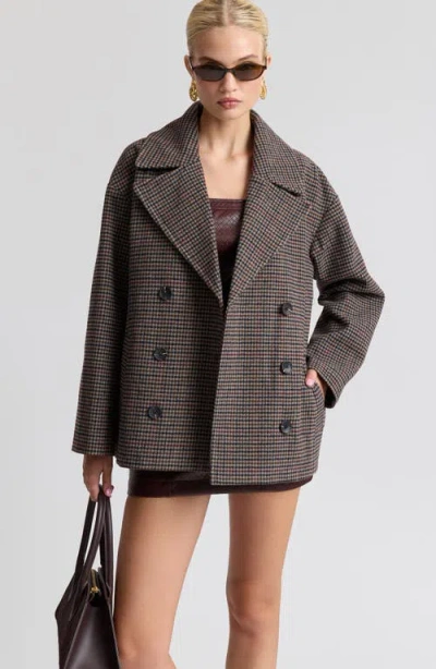 Avec Les Filles Houndstooth Peacoat In Multi